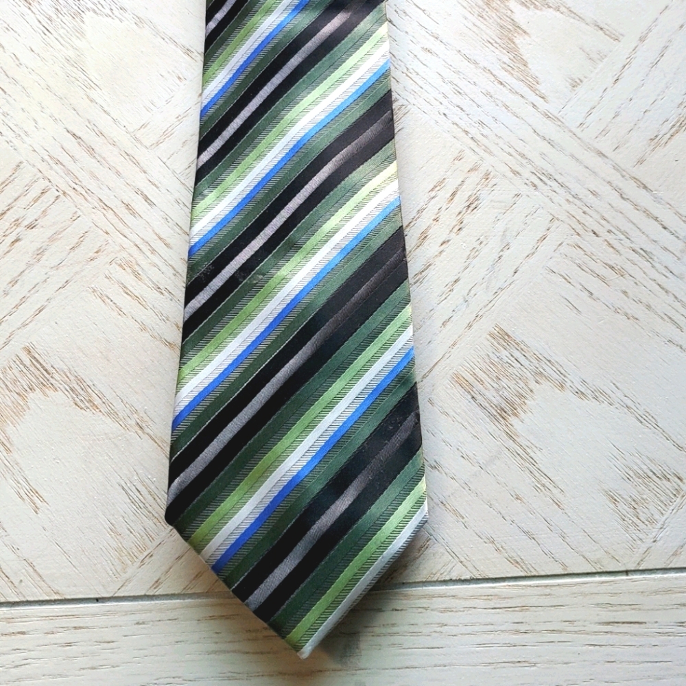 Green / Grey Stripped Men's Tie